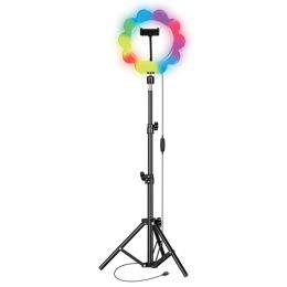 Supersonic SC-2630RGB SC-2630RGB 12-Inch PRO Live Stream RGB LED Flower Ring Light with Tripod